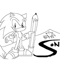 Desenho de Sonic escrevendo para colorir