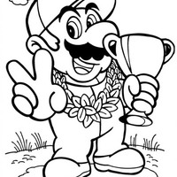 Desenho de Mario Bros campeão de Kart para colorir