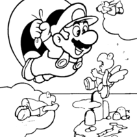 Desenho de Mario Bros voando para colorir