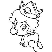 Desenho de Princesa Peach bebê engatinhando para colorir