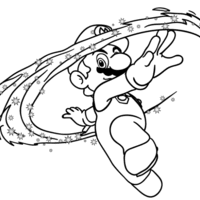 Desenho de Super Mario Bros pulando para colorir
