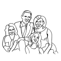 Desenho de Família do Barack Obama para colorir