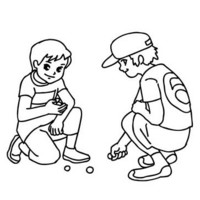 Desenho de Meninos jogando bolinhas de gude para colorir