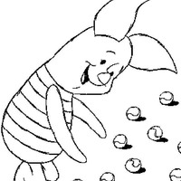 Desenho de Leitão jogando bola de gude para colorir