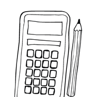Desenho de Calculadora e lápis para colorir
