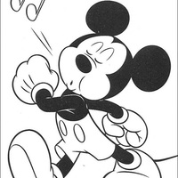 Desenho de Mickey assobiando para colorir