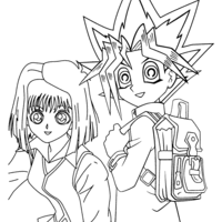 Desenho de Yugi e Tea para colorir