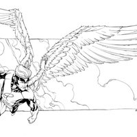Desenho de Anjo de X-Men voando para colorir