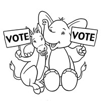 Desenho de Animais pedindo voto para colorir