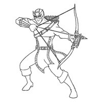 Desenho de Gavião Arqueiro e sua arma para colorir