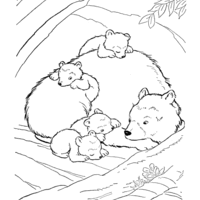 Desenho de Família de ursos na toca para colorir