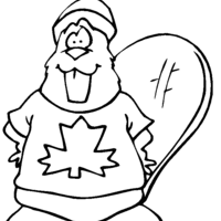 Desenho de Castor com camisa do Canadá para colorir