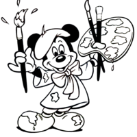 Desenho de Mickey Mouse pintor para colorir