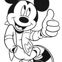 Desenho de Mickey fazendo sinal de legal para colorir