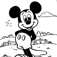 Desenho de Mickey na fazenda para colorir