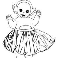 Desenho de Laa Laa do Teletubbies com saia para colorir