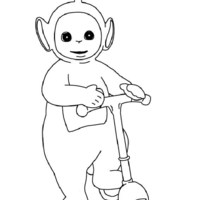 Desenho de Po do Teletubbies no patinete para colorir