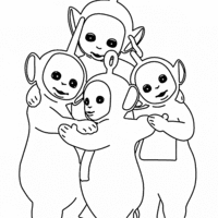 Desenho de Teletubbies abraçados para colorir