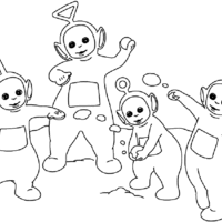 Desenho de Teletubbies brincando na neve para colorir