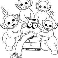 Desenho de Teletubbies e aspiradora para colorir