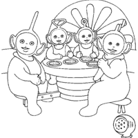 Desenho de Teletubbies na hora do almoço para colorir