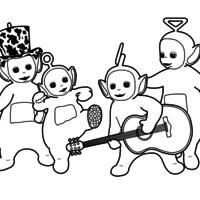 Desenho de Teletubbies tocando música para colorir