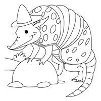 Desenho de Tatu com chapéu para colorir
