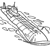 Desenho de Submarino no mar para colorir