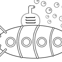 Desenho de Submarino no fundo do oceano para colorir