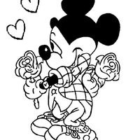 Desenho de Mickey no Dia dos Namorados para colorir