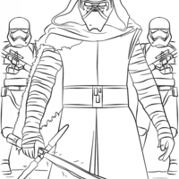 Desenho de Kylo Ren e a primeira força para colorir