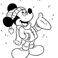 Desenho de Mickey no inverno para colorir