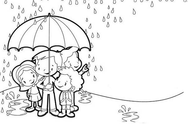 desenho de menino primavera brincando sob a chuva para colorir 15529354  Vetor no Vecteezy