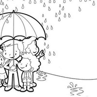 Desenho de Menino emprestando guarda-chuva para colorir