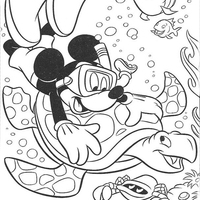 Desenho de Mickey no fundo do mar para colorir