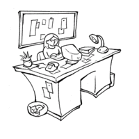 Desenho de Secretária no escritório para colorir