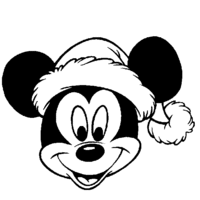 Desenho de Mickey com gorro do Noel para colorir