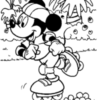 Desenho de Mickey patinador para colorir