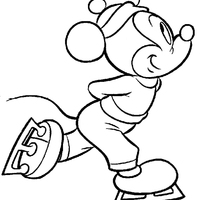 Desenho de Mickey patinando no gelo para colorir