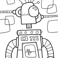 Desenho de Robô com cabeça giratória para colorir