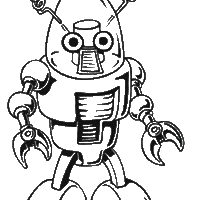 Desenho de Robô com duas antenas para colorir