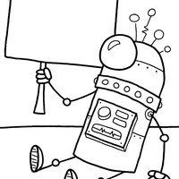 Desenho de Robô fazendo manifestação para colorir