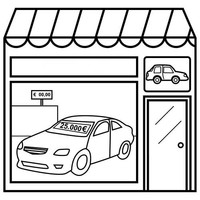 Desenho de Loja de carros para colorir