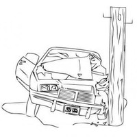 Desenho de Carro batido no poste para colorir