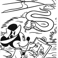 Desenho de Mickey no safari para colorir