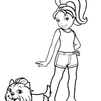 Desenho de Polly Pocket e animal de estimação para colorir