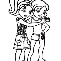 Desenho de Polly Pocket fazendo selfie para colorir