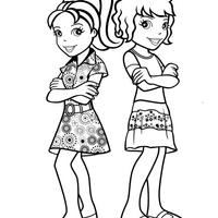 Desenho de Polly Pocket e sua grande amiga para colorir