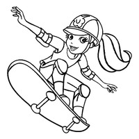 Desenho de Polly Pocket no skate para colorir