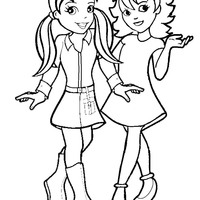 Desenho de Polly Pocket passeando com amiga para colorir